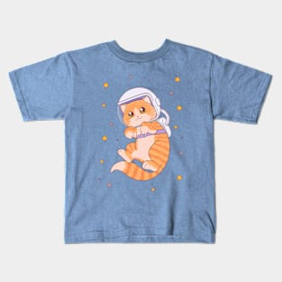 Astronaut Cat In Outer Space Kids T-Shirt